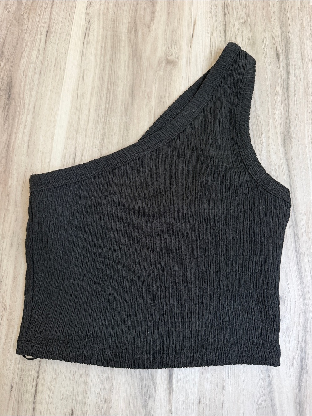 American Eagle One-Shoulder Black Textured Crop Top sz XXS